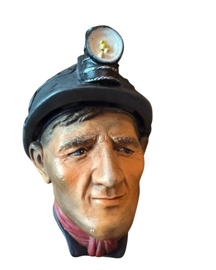 Vintage Cosl Miner Bust Sculpture with Black Hat