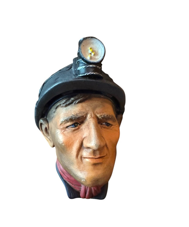Vintage Cosl Miner Bust Sculpture with Black Hat