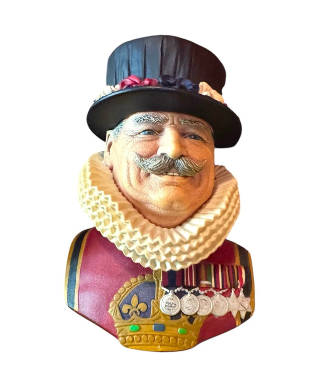 Vintage Beefeater Sculptured Colorful Historical Bust Chalkware Wall Head