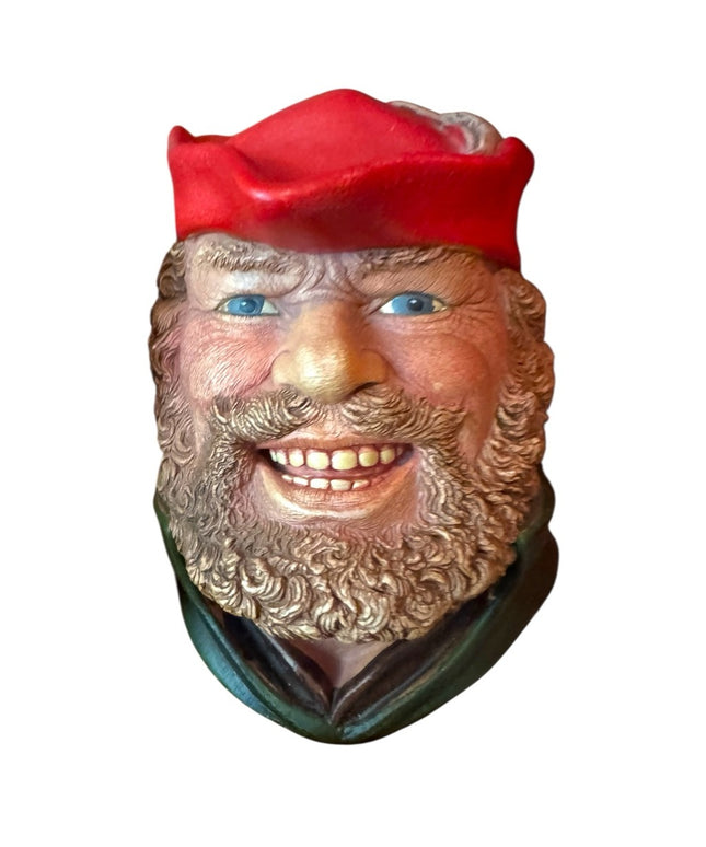 Vintage Chalkware Head Red Hat Smiling Face Wall Decor