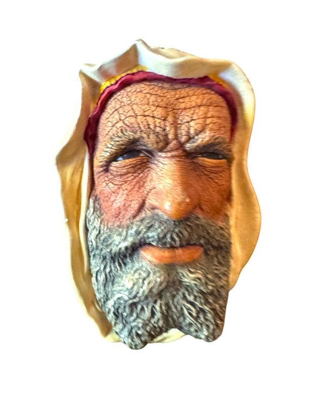 Vintage Chalkware Head Realistic Old Man Mask with Beard