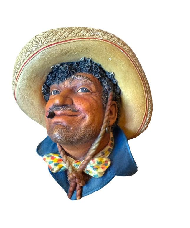 Vintage Chalkware Spanish Man Head Wall Hanging 🇲🇽 Mexico
