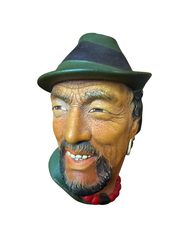Vintage Chalkware Sculptures Man Head Face Wall Sculpture