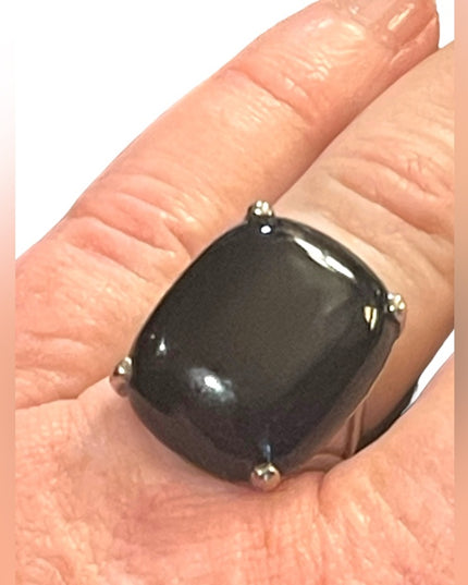 Vintage sterling silver 925 Chunky black onyx ring