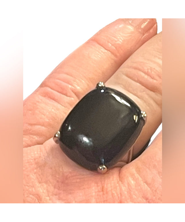 Vintage sterling silver 925 Chunky black onyx ring
