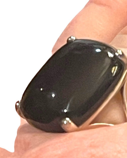 Vintage sterling silver 925 Chunky black onyx ring