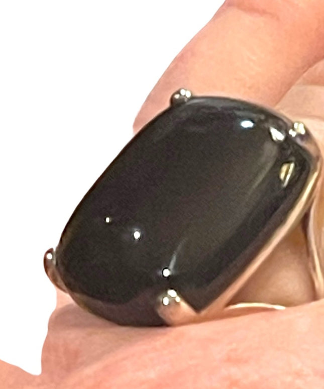 Vintage sterling silver 925 Chunky black onyx ring