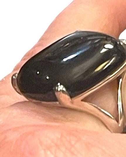 Vintage sterling silver 925 Chunky black onyx ring
