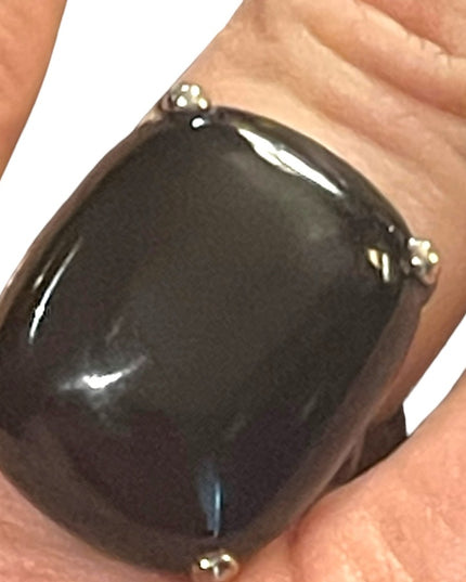 Vintage sterling silver 925 Chunky black onyx ring