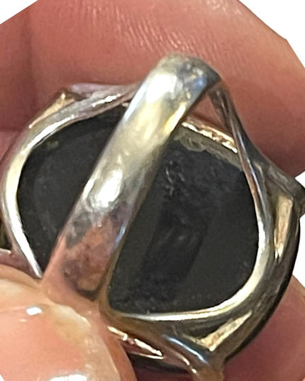 Vintage sterling silver 925 Chunky black onyx ring