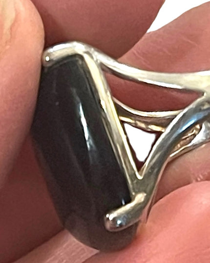 Vintage sterling silver 925 Chunky black onyx ring