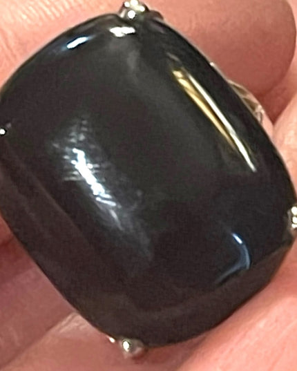 Vintage sterling silver 925 Chunky black onyx ring