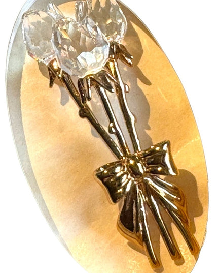 Vintage Swarovski Authentic (Swan) Crystal memories rose bouquet brooch gold plt