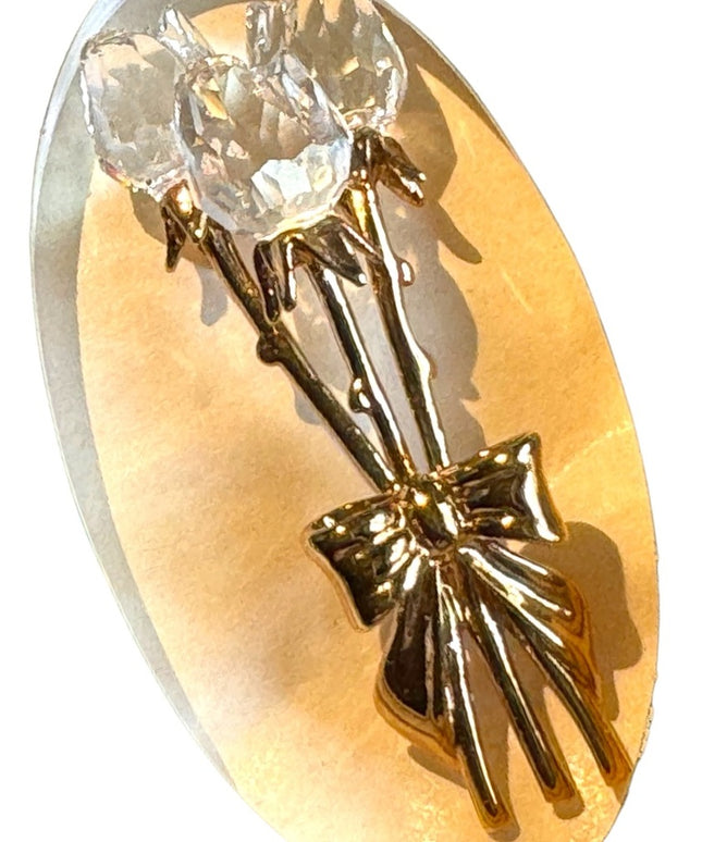 Vintage Swarovski Authentic (Swan) Crystal memories rose bouquet brooch gold plt