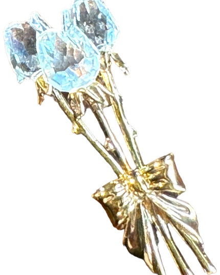 Vintage Swarovski Authentic (Swan) Crystal memories rose bouquet brooch gold plt