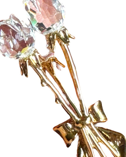Vintage Swarovski Authentic (Swan) Crystal memories rose bouquet brooch gold plt