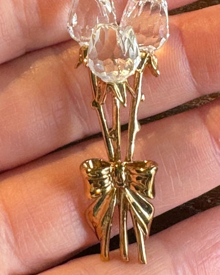 Vintage Swarovski Authentic (Swan) Crystal memories rose bouquet brooch gold plt
