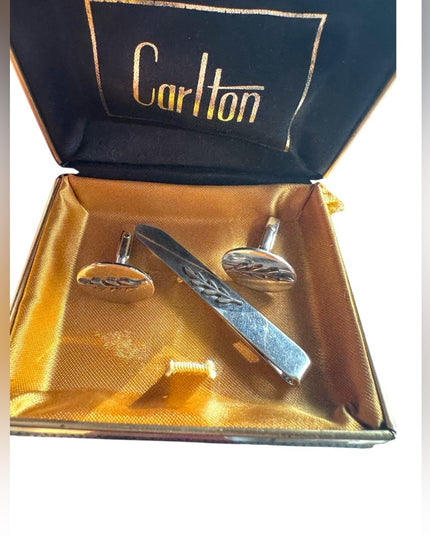 Vintage Sterling Silver 925 Swank Cufflinks and Tie Clip Set