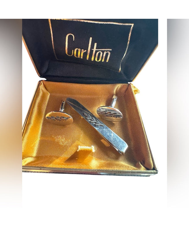 Vintage Sterling Silver 925 Swank Cufflinks and Tie Clip Set