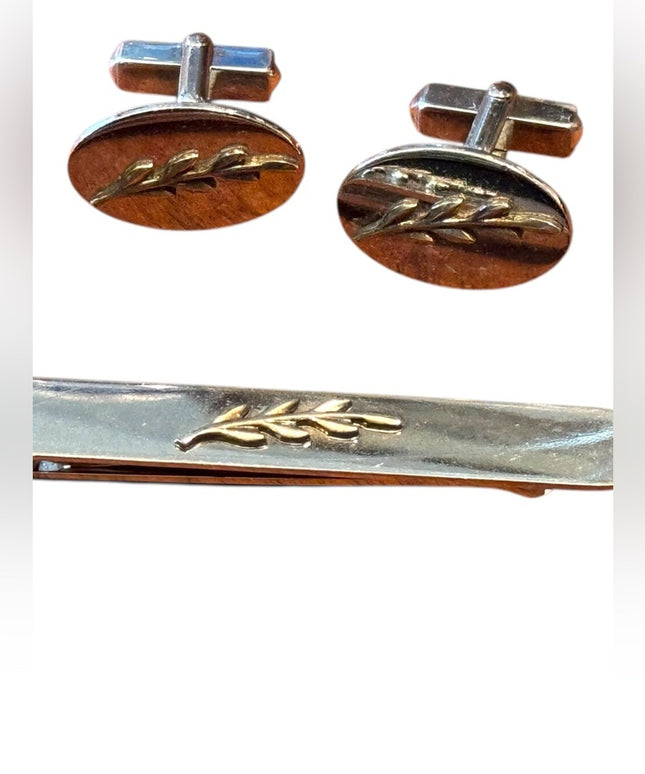 Vintage Sterling Silver 925 Swank Cufflinks and Tie Clip Set