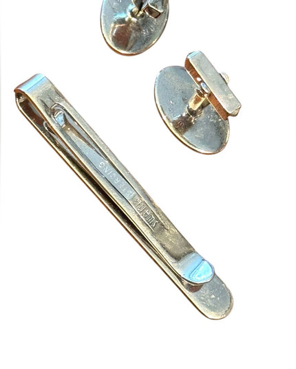 Vintage Sterling Silver 925 Swank Cufflinks and Tie Clip Set