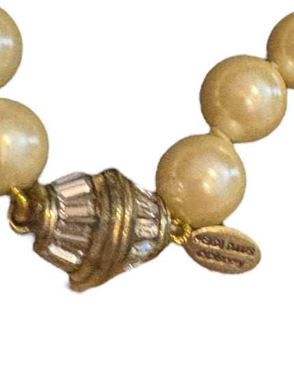 Elegant Heisi Daus Disney Stunning Glass Pearl Bow Necklace & Bracelet Pave