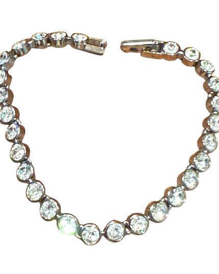 Elegant Silver Rhodium Plated Swarovski  Authentic Crystal Bracelet