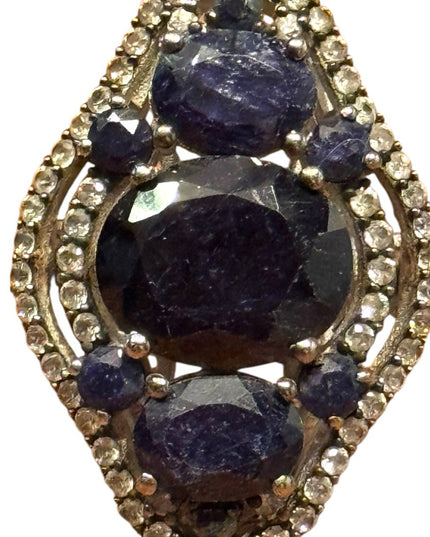 Elegant Stunning Sterling Silver 925 Sapphire & Topaz  Women's Ring
