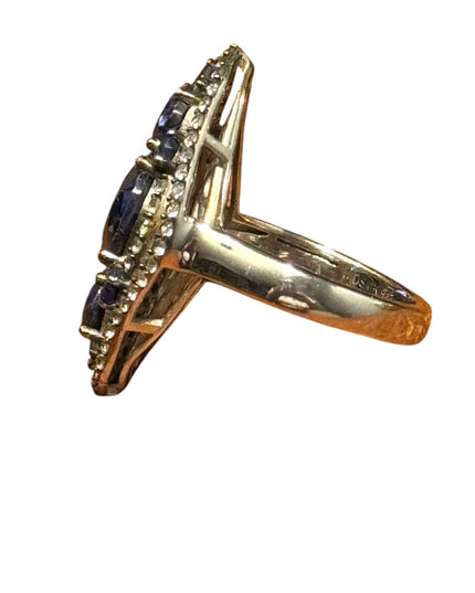 Elegant Stunning Sterling Silver 925 Sapphire & Topaz  Women's Ring