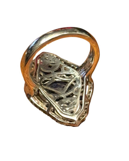 Elegant Stunning Sterling Silver 925 Sapphire & Topaz  Women's Ring
