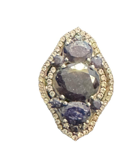Elegant Stunning Sterling Silver 925 Sapphire & Topaz  Women's Ring
