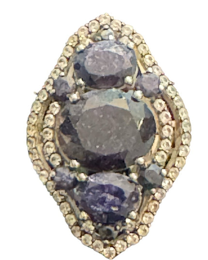 Elegant Stunning Sterling Silver 925 Sapphire & Topaz  Women's Ring
