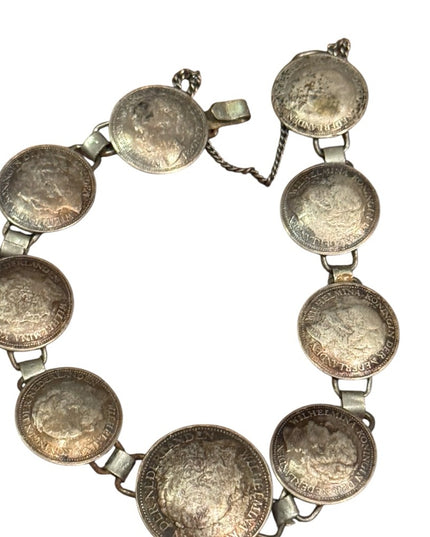 Vintage Dutch silver coin bracelet, 1940s
