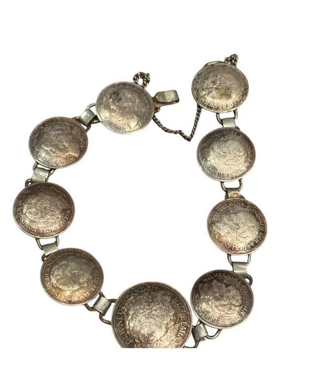 Vintage Dutch silver coin bracelet, 1940s