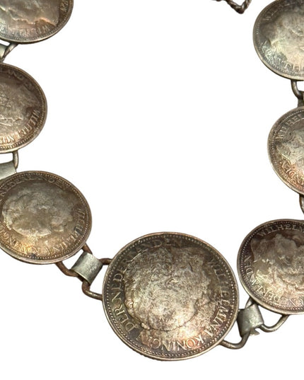 Vintage Dutch silver coin bracelet, 1940s