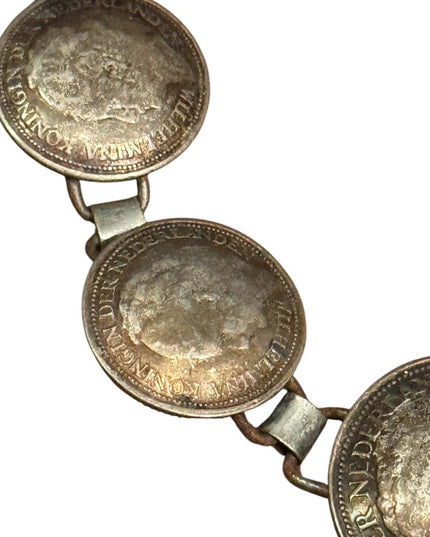 Vintage Dutch silver coin bracelet, 1940s