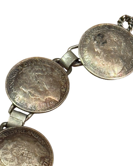 Vintage Dutch silver coin bracelet, 1940s