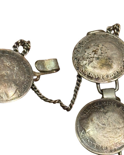 Vintage Dutch silver coin bracelet, 1940s