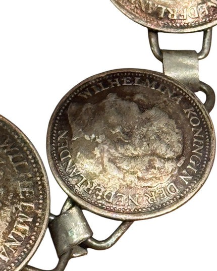 Vintage Dutch silver coin bracelet, 1940s