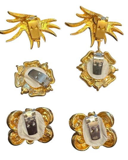 Elegant Vintage Lot of 3 SETS Shoe Clips Gold and Pearl designs