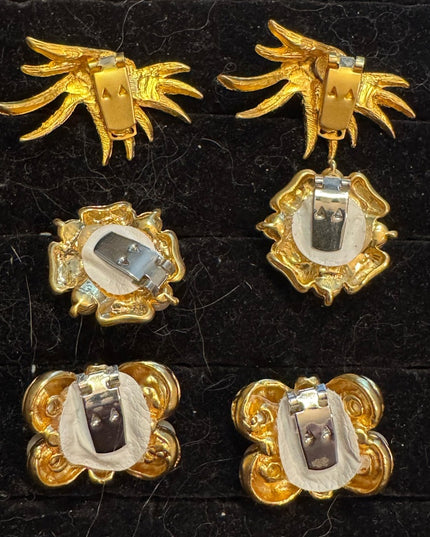 Elegant Vintage Lot of 3 SETS Shoe Clips Gold and Pearl designs
