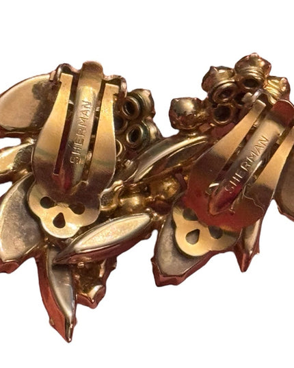 Elegant Gold & Brown AB Cryatal Sherman Clip on  Earrings