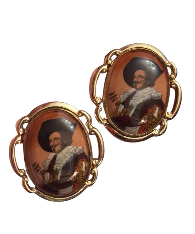 Vintage Gold finish Cufflinks 1960s Laughing Cavalier Cufflinks IFranz Hals
