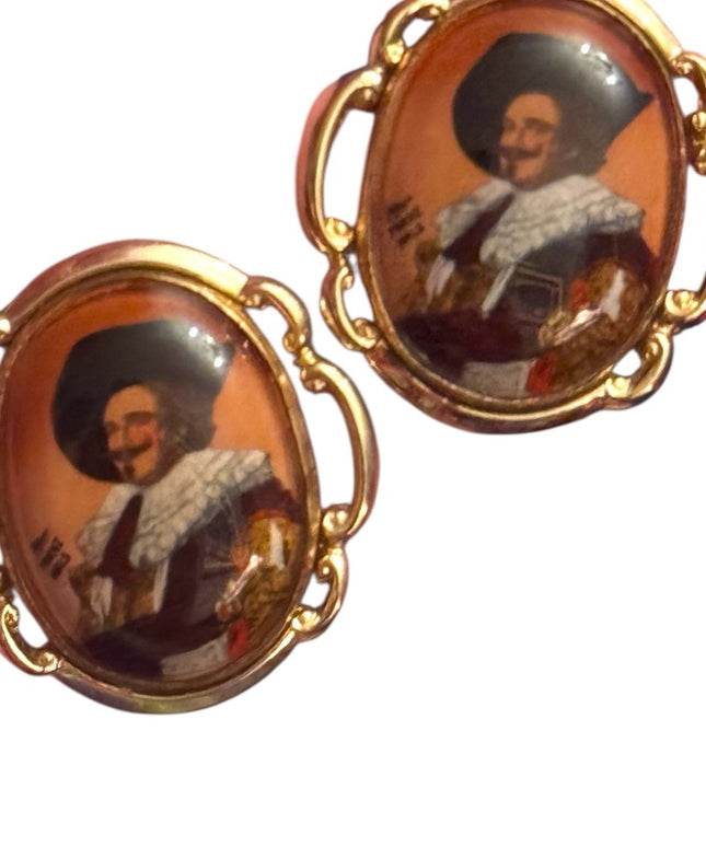 Vintage Gold finish Cufflinks 1960s Laughing Cavalier Cufflinks IFranz Hals