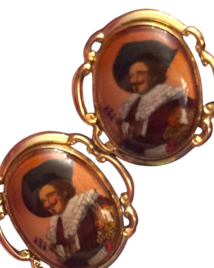 Vintage Gold finish Cufflinks 1960s Laughing Cavalier Cufflinks IFranz Hals