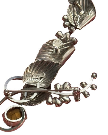 Elegant Sterling Silver 925 Boyd Bond Pink Crystal Fancy Leaf Jewelry Set