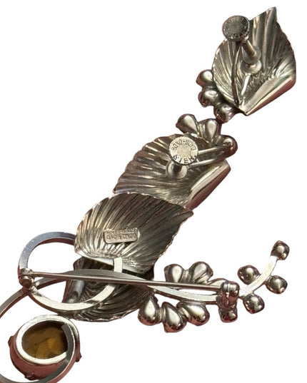 Elegant Sterling Silver 925 Boyd Bond Pink Crystal Fancy Leaf Jewelry Set