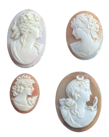 Elegant Vintage Hand Carved Shell Unswt Cameo LOT X4