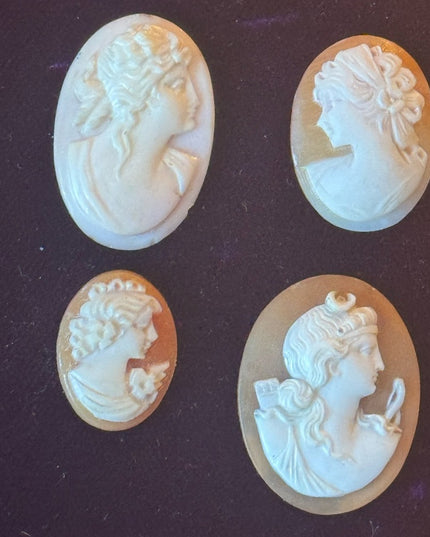 Elegant Vintage Hand Carved Shell Unswt Cameo LOT X4