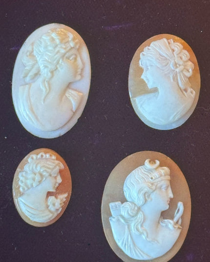Elegant Vintage Hand Carved Shell Unswt Cameo LOT X4